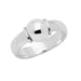 Silver ring with a spherical design on a white background