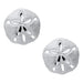 Silver sand dollar earrings on a white background