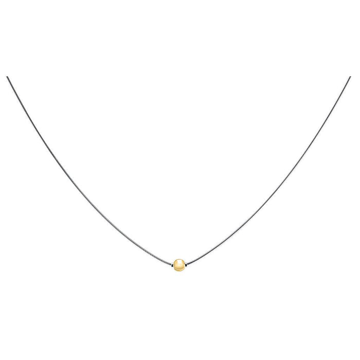 Necklace with a small gold bead on a white background