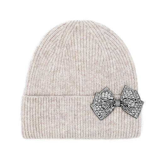 CC Beanie : Rhinestone Bow Cuff Beanie - CC Beanie : Rhinestone Bow Cuff Beanie