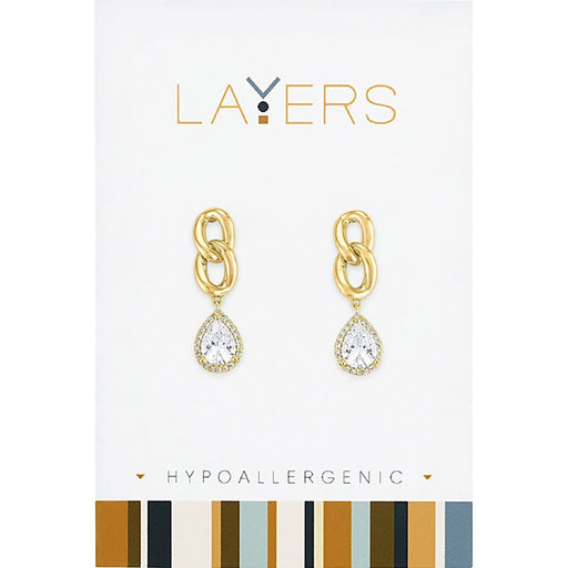 Center Court: Gold Linked Teardrop Dangle Layers Earrings - Center Court: Gold Linked Teardrop Dangle Layers Earrings