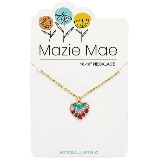 Center Court: Gold Multi - Color CZ Heart Mazie Mae Necklace - Center Court: Gold Multi - Color CZ Heart Mazie Mae Necklace