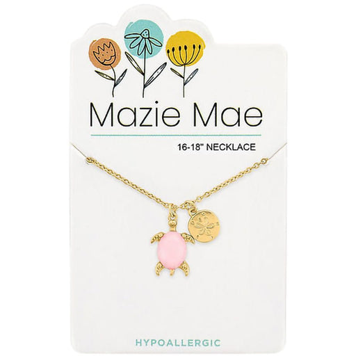 Center Court: Gold Rosewater Opal Turtle & Sand Dollar Dangle Mazie Mae Necklace - Center Court: Gold Rosewater Opal Turtle & Sand Dollar Dangle Mazie Mae Necklace