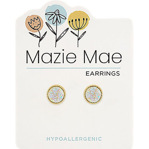 Center Court : Gold Sparkling White Opal Mazie Mae Earrings - Center Court : Gold Sparkling White Opal Mazie Mae Earrings