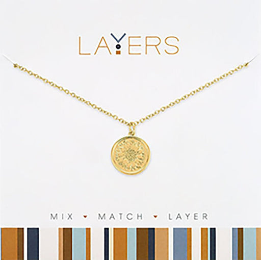 Center Court: Gold Stamped Sunflower Coin Necklace - Center Court: Gold Stamped Sunflower Coin Necklace