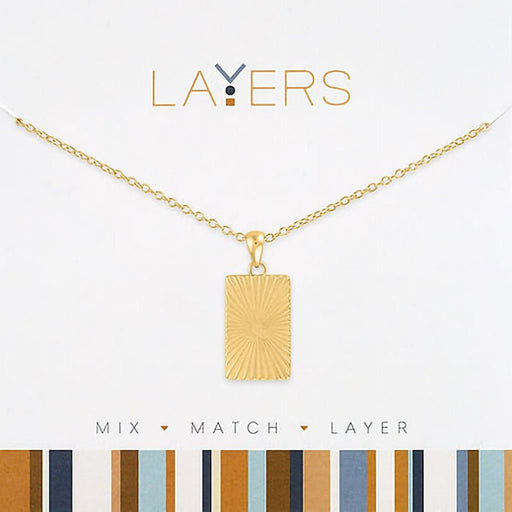 Center Court : Gold Textured Tag Layers Necklace - Center Court : Gold Textured Tag Layers Necklace
