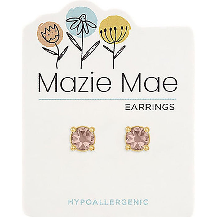 Center Court : Gold Vintage Rose Solitaire Mazie Mae Earrings - Center Court : Gold Vintage Rose Solitaire Mazie Mae Earrings