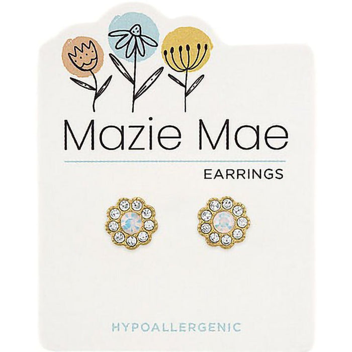 Center Court: Gold White Opal CZ Flower Stud Mazie Mae Earring - Center Court: Gold White Opal CZ Flower Stud Mazie Mae Earring