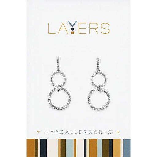 Center Court : Silver Crystal Cluster Hoop Stud Layers Earrings - Center Court : Silver Crystal Cluster Hoop Stud Layers Earrings