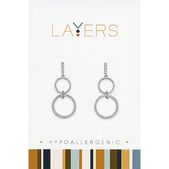 Center Court : Silver Crystal Cluster Hoop Stud Layers Earrings - Center Court : Silver Crystal Cluster Hoop Stud Layers Earrings