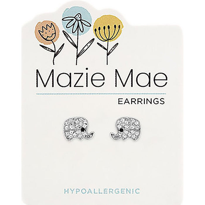 Center Court : Silver Cubic Zirconia Elephant Mazie Mae Earrings - Center Court : Silver Cubic Zirconia Elephant Mazie Mae Earrings