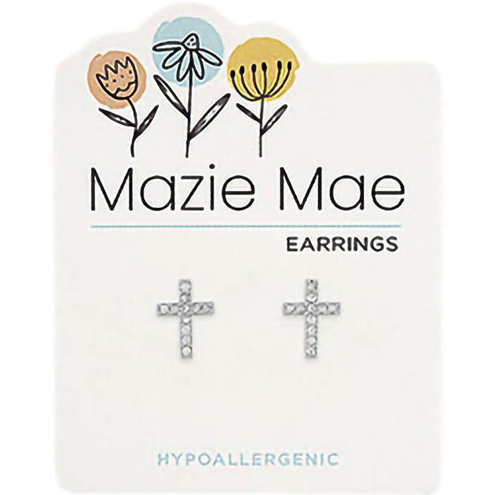 Center Court: Silver CZ Cross Stud Mazie Mae Earring - Center Court: Silver CZ Cross Stud Mazie Mae Earring