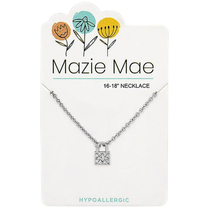 Center Court: Silver CZ Padlock Mazie Mae Necklace - Center Court: Silver CZ Padlock Mazie Mae Necklace