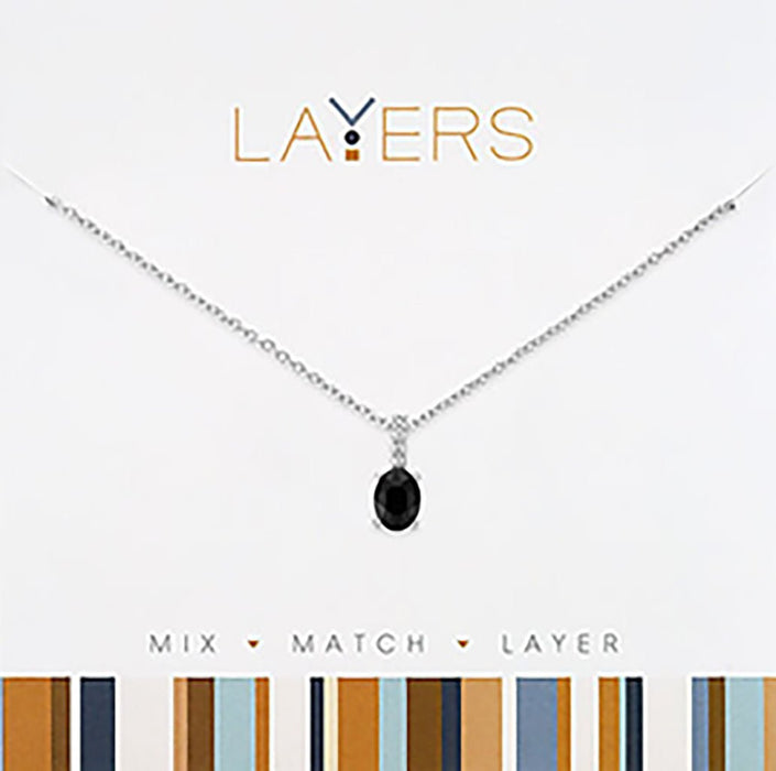 Center Court: Silver Jet Black Drop Necklace - Center Court: Silver Jet Black Drop Necklace