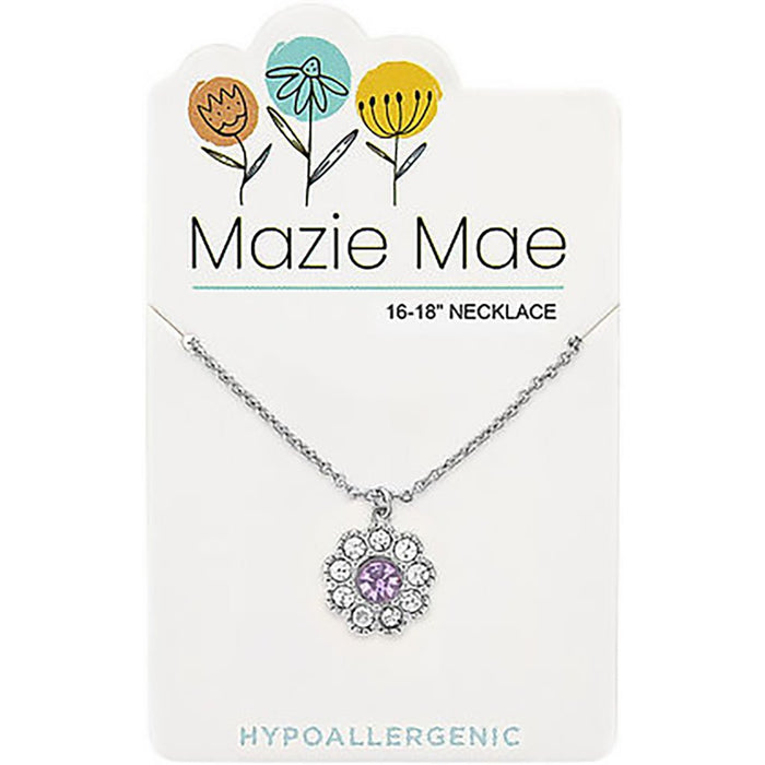 Center Court: Silver Light Amethyst Cubic Zirconia Flower Mazie Mae Necklace - Center Court: Silver Light Amethyst Cubic Zirconia Flower Mazie Mae Necklace