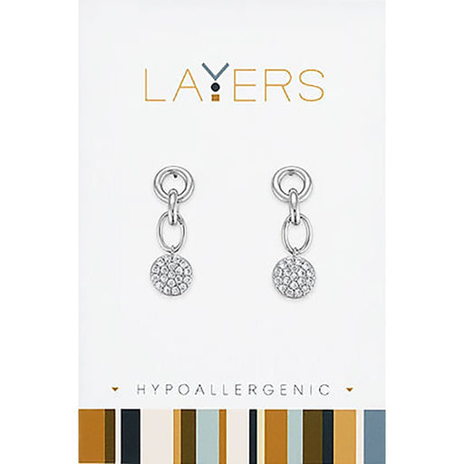 Center Court: Silver Linked Cubic Zirconia Coin Dangle Layers Earrings - Center Court: Silver Linked Cubic Zirconia Coin Dangle Layers Earrings