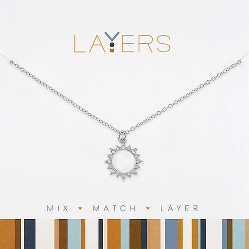 Center Court : Silver Open Sun Layers Necklace - Center Court : Silver Open Sun Layers Necklace