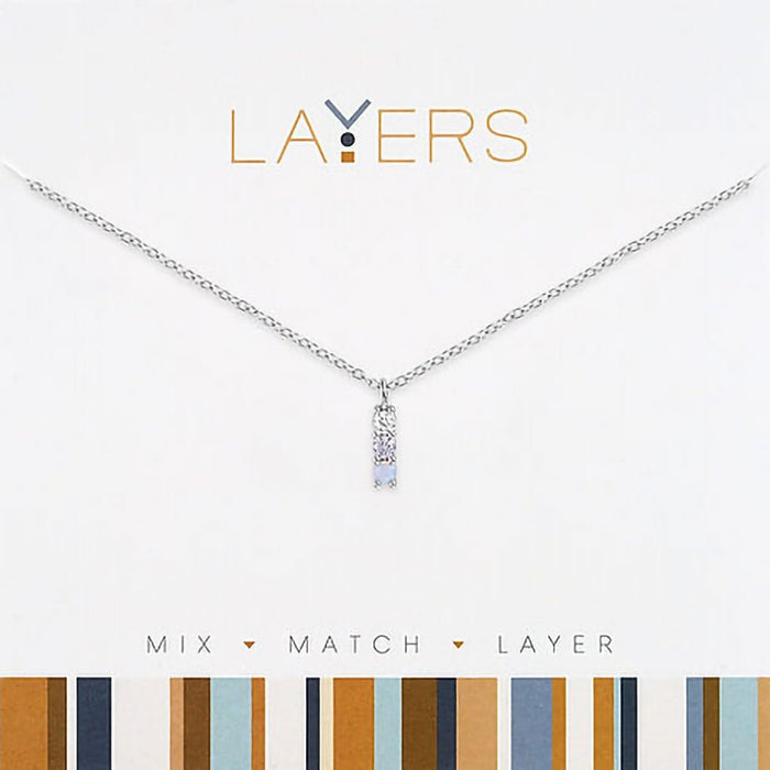 Center Court : Silver Petite Blue Trio Layers Necklace - Center Court : Silver Petite Blue Trio Layers Necklace