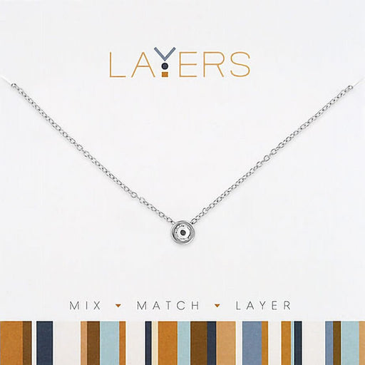 Center Court : Silver Single Crystal Layers Necklace - Center Court : Silver Single Crystal Layers Necklace