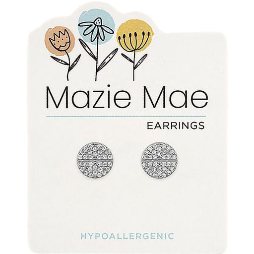 Center Court: Silver Split Pave Stud Mazie Mae Earring - Center Court: Silver Split Pave Stud Mazie Mae Earring