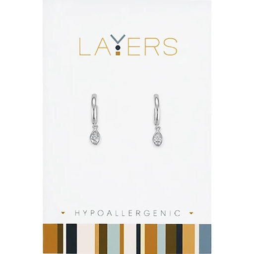 Center Court: Silver Teardrop Cubic Zirconia Huggie Layers Earrings - Center Court: Silver Teardrop Cubic Zirconia Huggie Layers Earrings