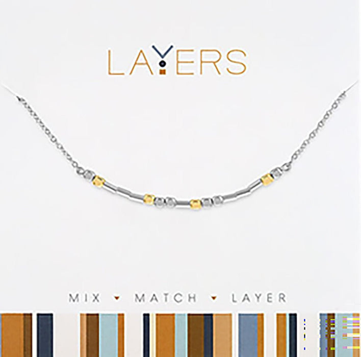 Center Court: Silver Two - Tone Mini Beaded Necklace - Center Court: Silver Two - Tone Mini Beaded Necklace