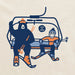 Close-up of Life Is Good Ski Lift graphic featuring Jake and a bear on a chairlift wearing winter gear.