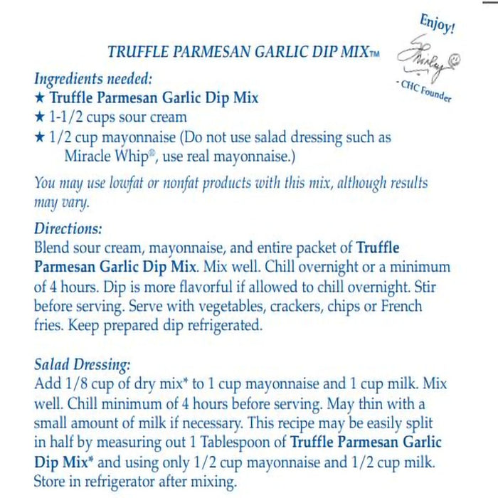 Country Home Creations : Truffle Parmesan Garlic Dip Mix - Country Home Creations : Truffle Parmesan Garlic Dip Mix