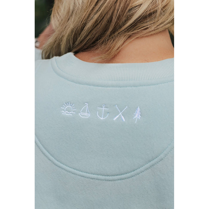 Lakegirl : Sanded Fleece Boyfriend Crew Neck Sweatshirt in Surf