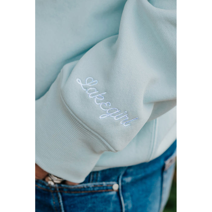 Lakegirl : Sanded Fleece Boyfriend Crew Neck Sweatshirt in Surf