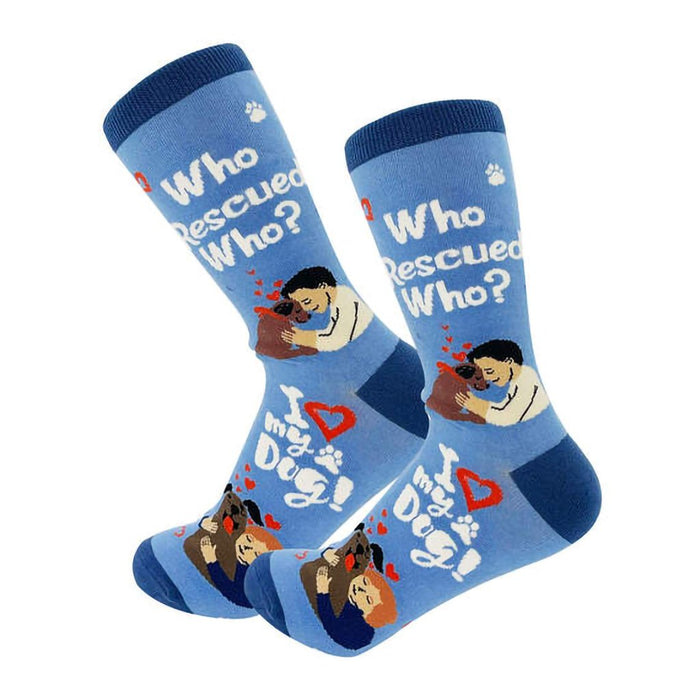 E & S Imports : Happy Tails Rescue Dog Novelty Crew Socks - E & S Imports : Happy Tails Rescue Dog Novelty Crew Socks