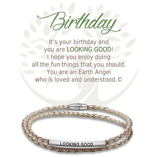 Earth Angel : Birthday Champagne Leather Bracelet - Earth Angel : Birthday Champagne Leather Bracelet