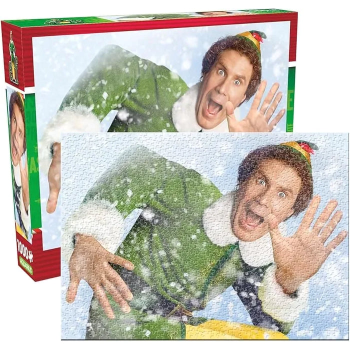 Jigsaw puzzle box featuring a character in a green elf costume with a surprised expression.