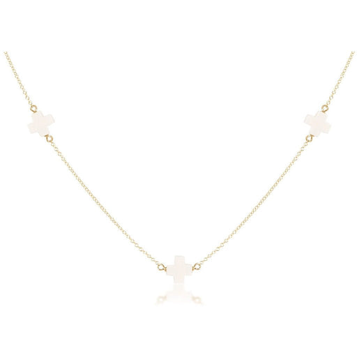 enewton design : 15" Choker Simplicity Chain Gold - White Cross - enewton design : 15" Choker Simplicity Chain Gold - White Cross