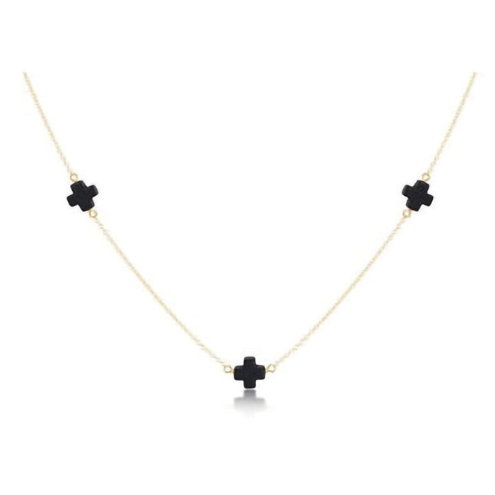 enewton design : 15" Choker Simplicity Gold Chain - Charcoal Cross - enewton design : 15" Choker Simplicity Gold Chain - Charcoal Cross