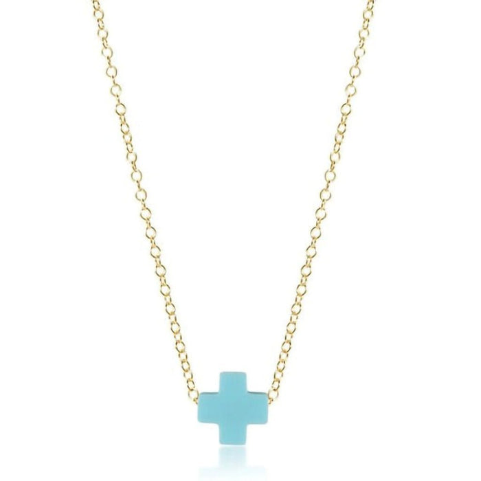 enewton design : 16" Necklace Signature Chain - Turquoise Cross Charm - enewton design : 16" Necklace Signature Chain - Turquoise Cross Charm