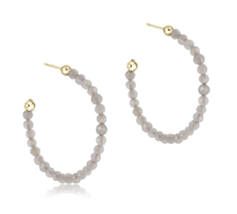 enewton design : Beaded Gemstone 1.25" Hoop Earrings - 3mm Labradorite - enewton design : Beaded Gemstone 1.25" Hoop Earrings - 3mm Labradorite