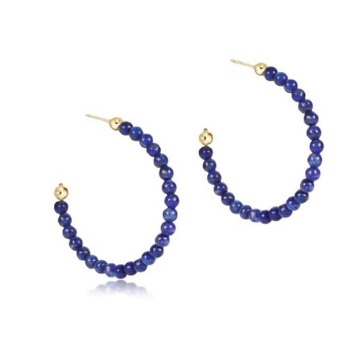 enewton design : Beaded Gemstone 1.25" Hoop Earrings - 3mm Lapis - enewton design : Beaded Gemstone 1.25" Hoop Earrings - 3mm Lapis