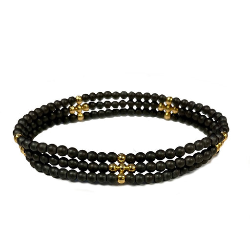 enewton design : Classic Beaded Signature Cross 3 Strand Bracelet - Hematite - enewton design : Classic Beaded Signature Cross 3 Strand Bracelet - Hematite