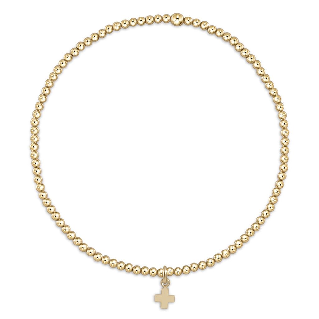 enewton • Classic Gold 2mm Bead Bracelet Small Cross Gold Charm main image 1