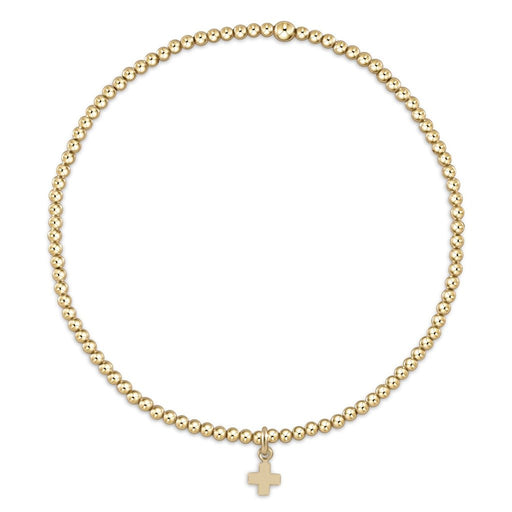 enewton design : Classic gold 2mm bead bracelet - signature cross small gold - enewton design : Classic gold 2mm bead bracelet - signature cross small gold