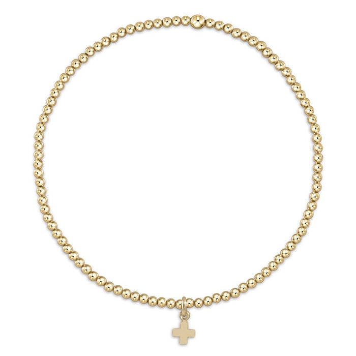 enewton design : Classic gold 2mm bead bracelet - signature cross small gold - enewton design : Classic gold 2mm bead bracelet - signature cross small gold