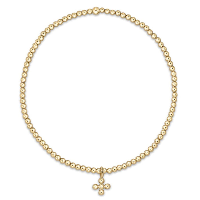 enewton design : Classic gold 2mm bead bracelet - signature cross small gold charm - enewton design : Classic gold 2mm bead bracelet - signature cross small gold charm