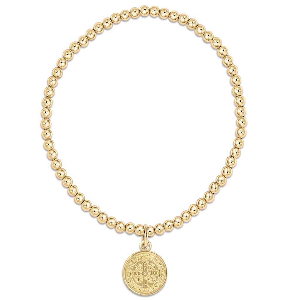 enewton Classic Gold 3mm Bead Bracelet - Paw Print Gold Disc main image 1