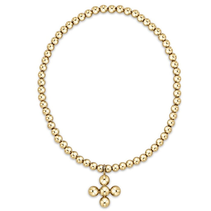 enewton design : Classic gold 3mm bead bracelet - classic beaded signature cross gold charm - 4mm bead gold - enewton design : Classic gold 3mm bead bracelet - classic beaded signature cross gold charm - 4mm bead gold