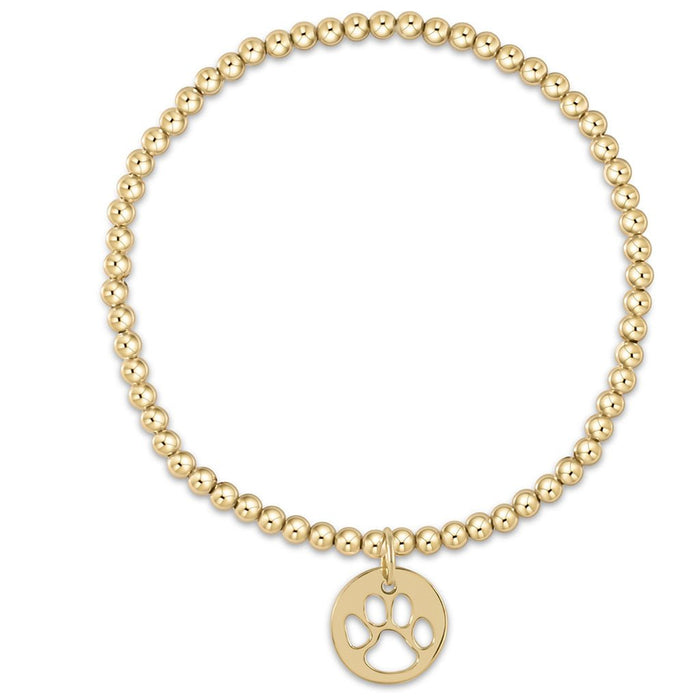 enewton design : Classic gold 3mm bead bracelet - paw print gold disc - enewton design : Classic gold 3mm bead bracelet - paw print gold disc