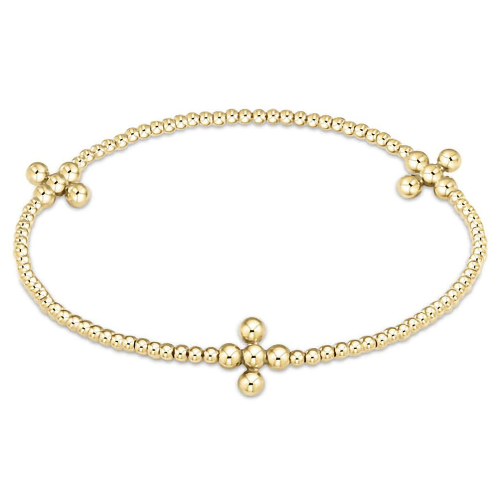 enewton • Signature Cross Gold Pattern 2mm Bead Bracelet Mint main image 1