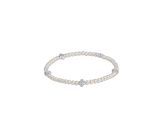 enewton design : Signature Cross Pearl Pattern 4mm Bead Bracelet - Sterling - enewton design : Signature Cross Pearl Pattern 4mm Bead Bracelet - Sterling