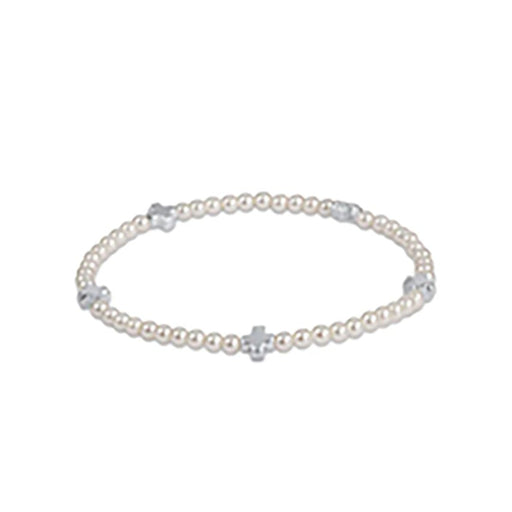 enewton design : Signature Cross Pearl Pattern 4mm Bead Bracelet - Sterling - 