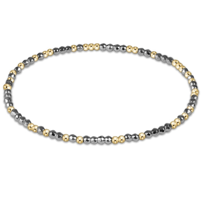 enewton design Hope Unwritten bracelet with silver faceted hematite beads and gold-filled accent beads.
